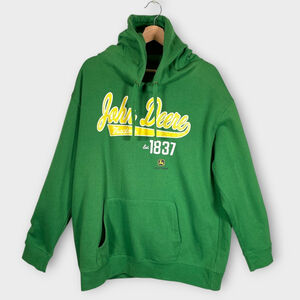 JOHN DEERE Unisex Hoodie XXL Shimmery Logo Green Pockets NWOT